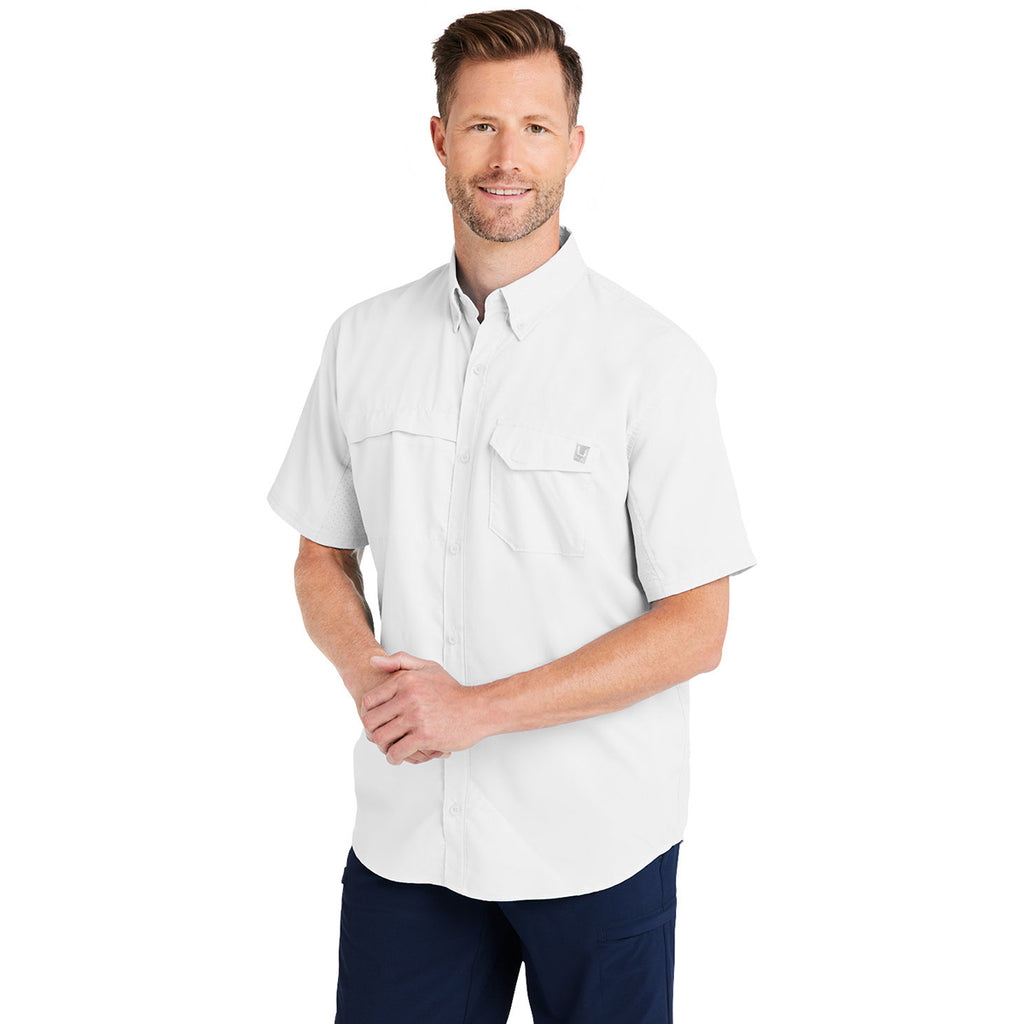 HUK Men's White Tide Point Short Sleeve Shirt