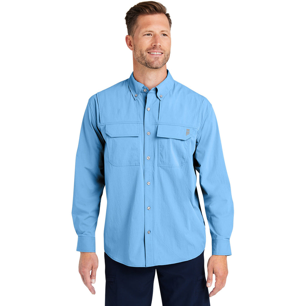 HUK Men's Marolina Blue Creekbed Long Sleeve Shirt