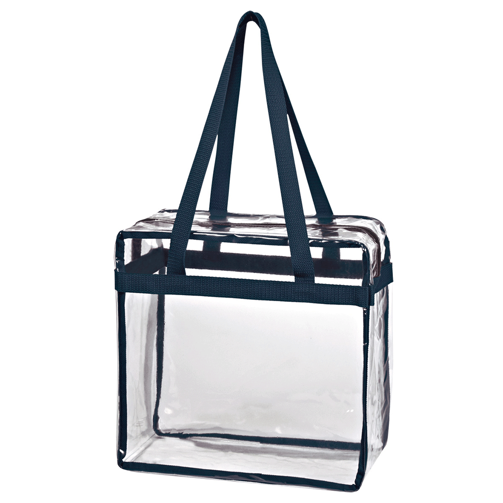 Hit Clear with Navy Trim EVA Tote Bag with Zipper