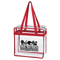 Hit Clear with Red Trim EVA Tote Bag with Zipper