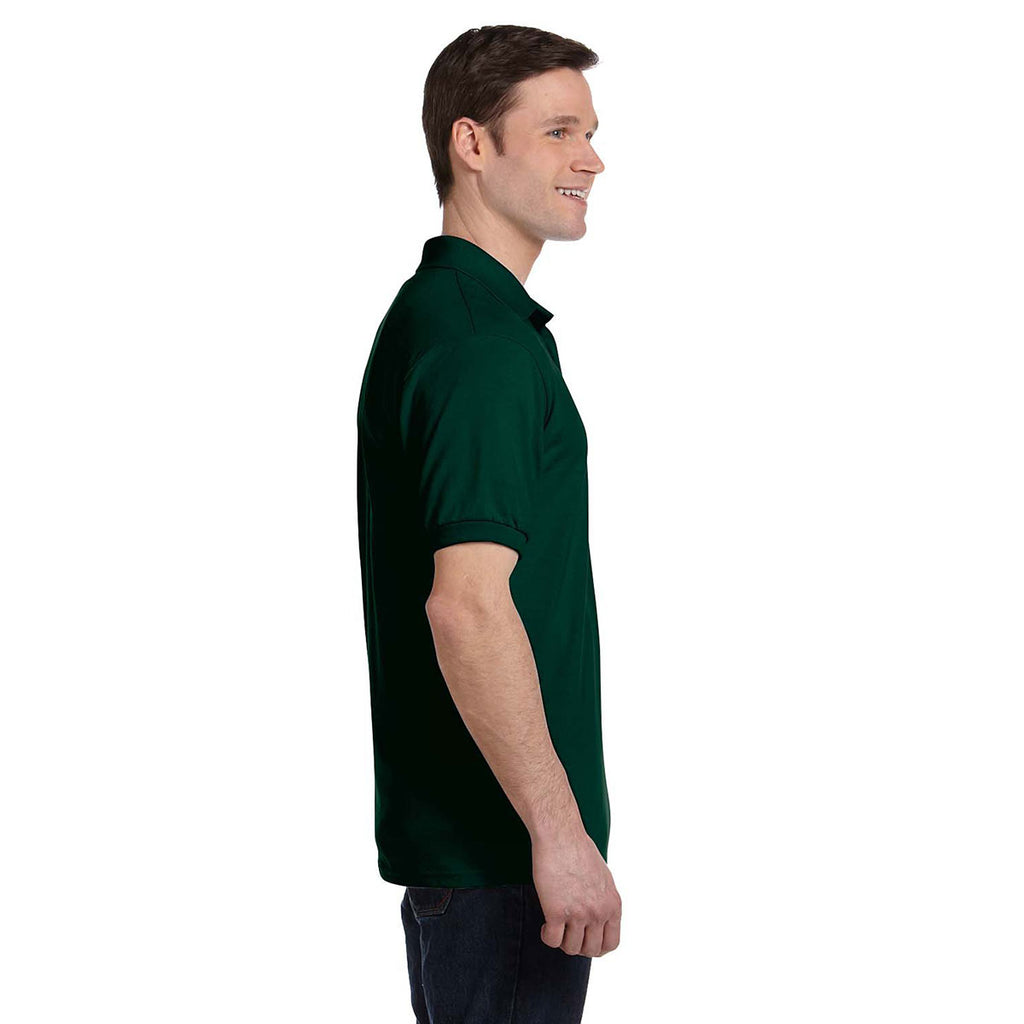 Hanes Men's Deep Forest 5.2 oz. 50/50 EcoSmart Jersey Pocket Polo