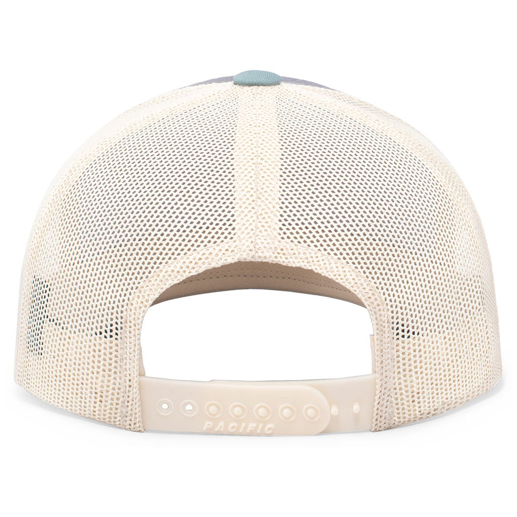 Pacific Headwear Heather Grey/Beige/Smoke Blue Snapback Trucker Mesh Cap