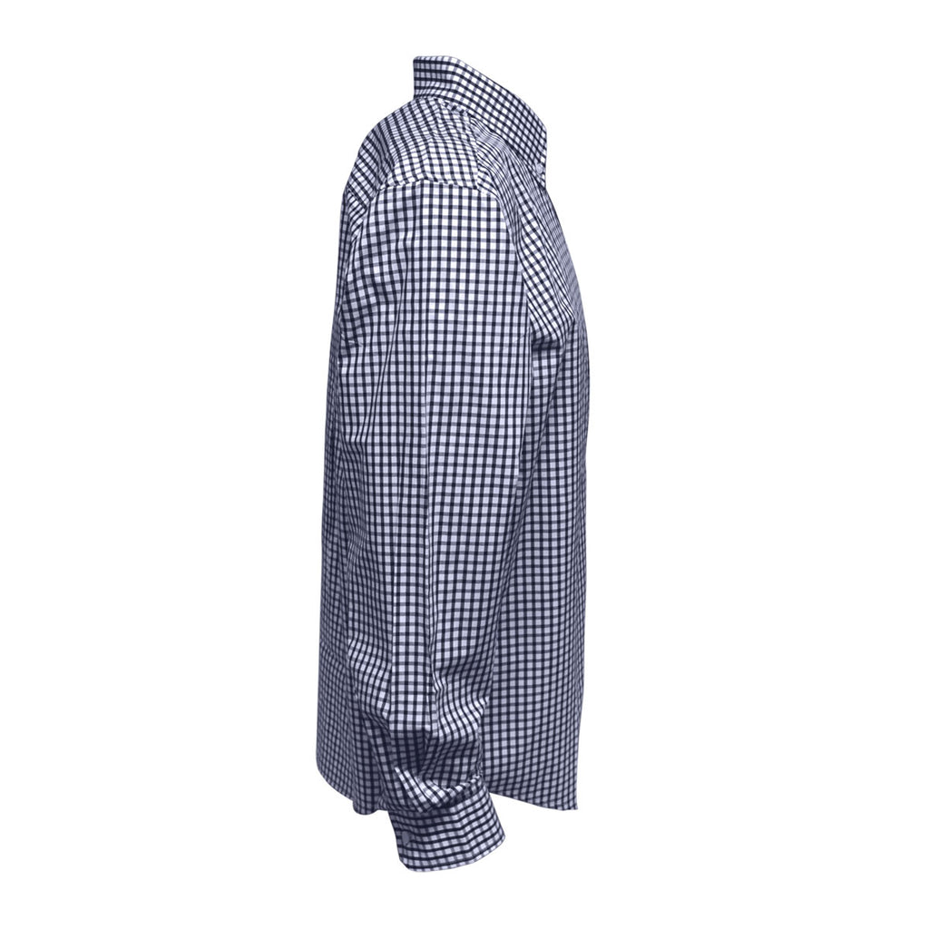 Vantage Men's Navy/White Easy-Care Gingham Check Shirt