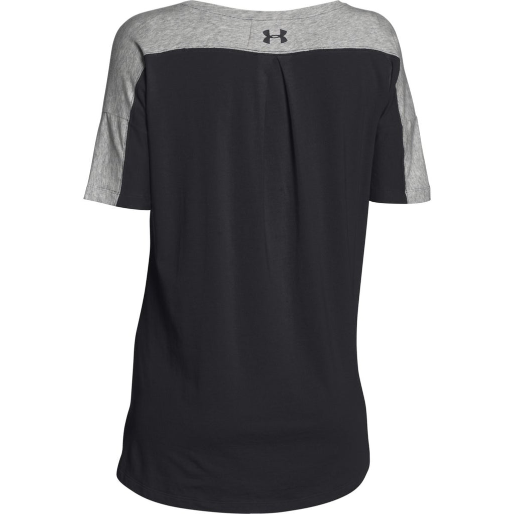 Under Armour Women's Black/True Grey Heather/Black Team Uptown Flow T