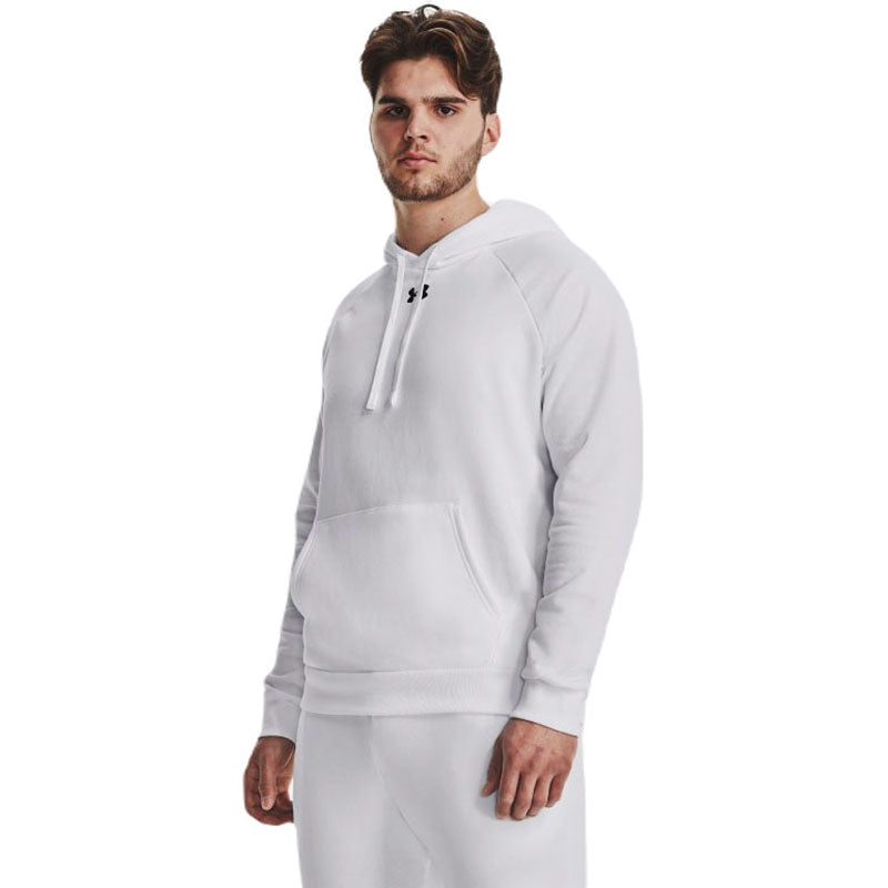 Under Armour Men's White/Black Rival Fleece Hoodie