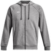 Under Armour Men's Castlerock Light Heather/White Rival Fleece Full Zip Hoodie