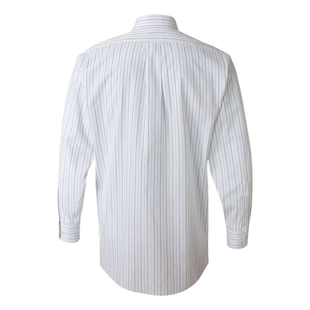 Van Heusen Men's Pinstripe Long Sleeve Regular Fit Pinpoint Shirt-Alpha Sized