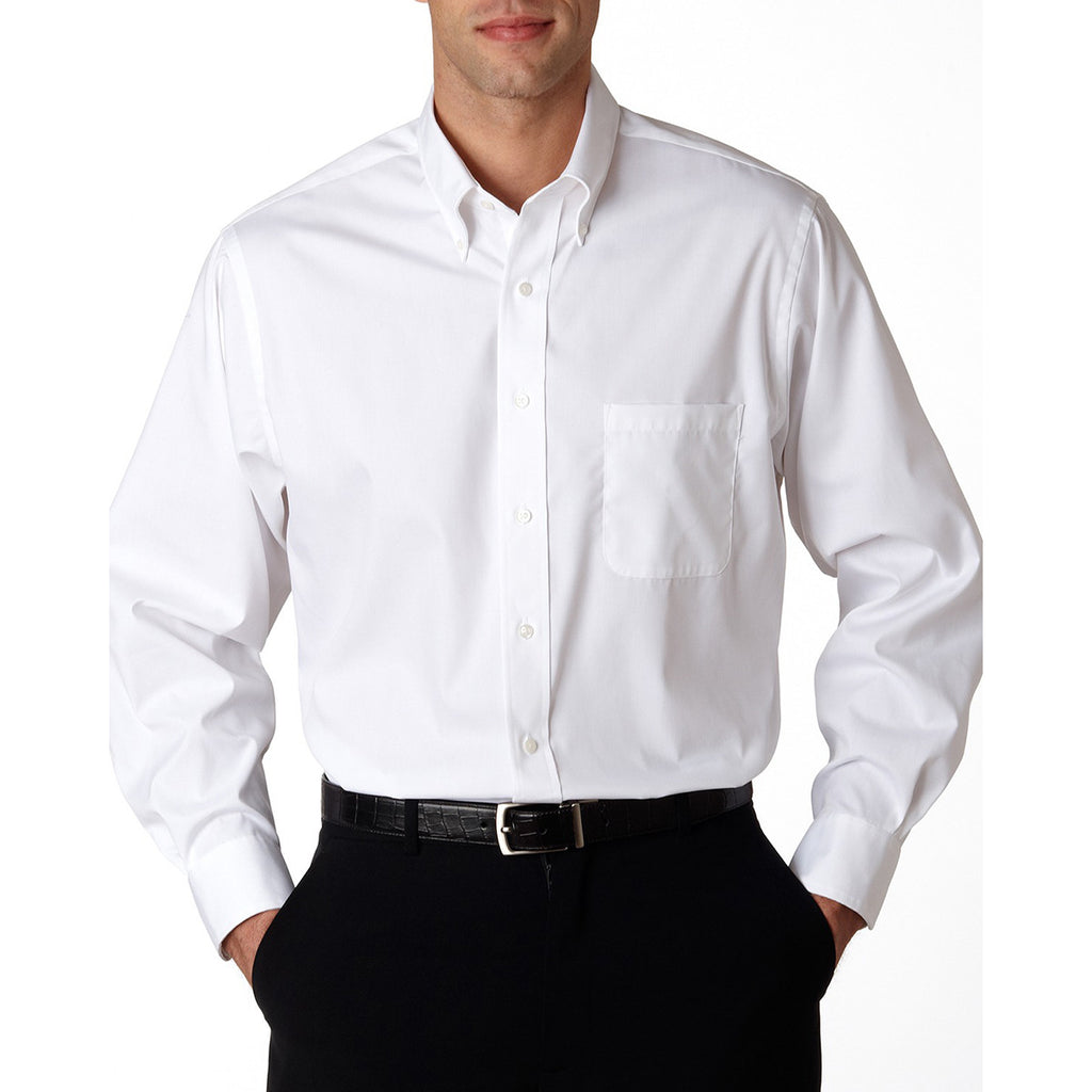 Van Heusen Men's White Long Sleeve Regular Fit Pinpoint Shirt-Alpha Sized