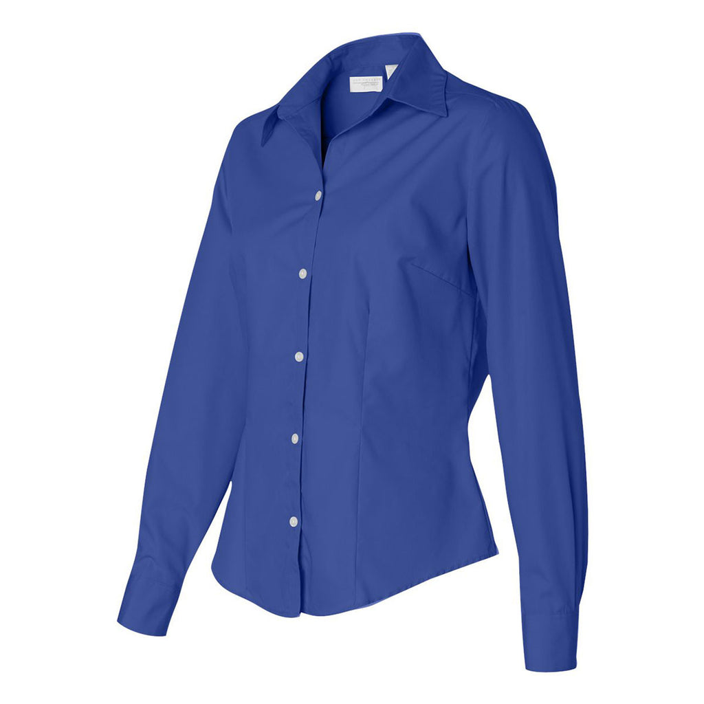 Van Heusen Women's Ultra Blue Silky Poplin Dress Shirt