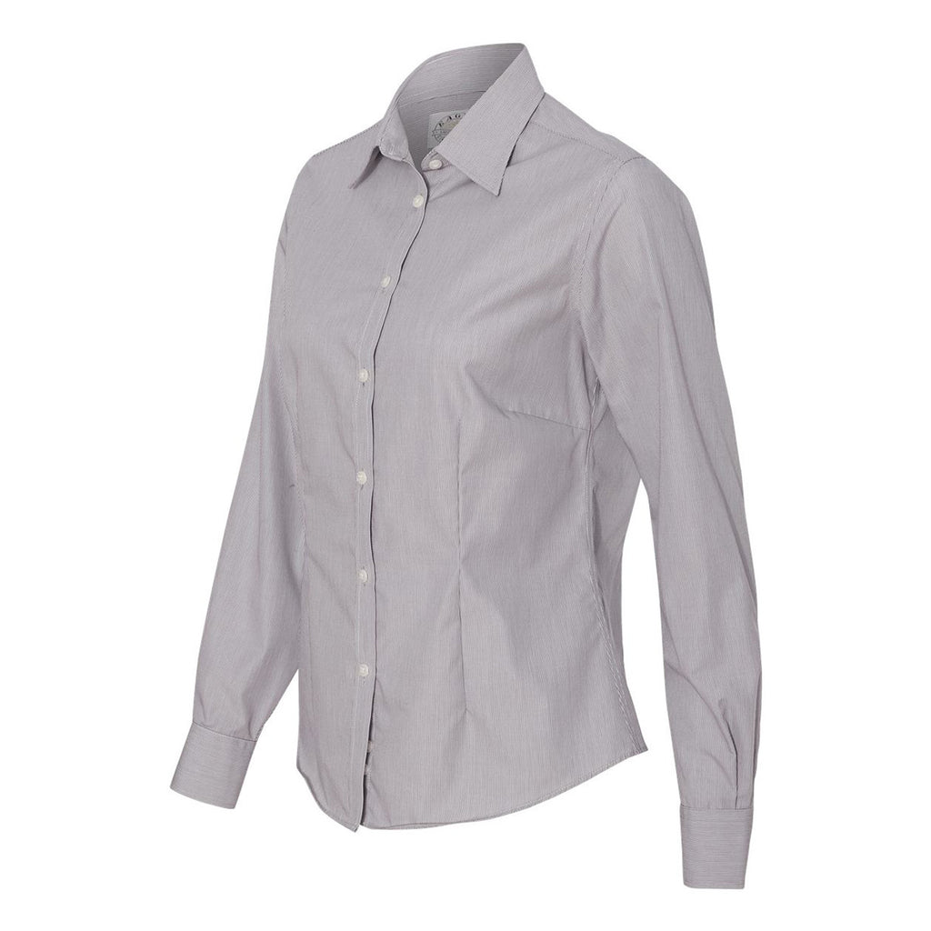 Van Heusen Women's Grey Non Iron Feather Stripe Long Sleeve Shirt