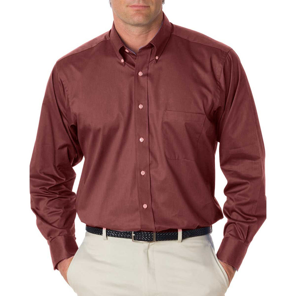 Van Heusen Men's Bordeaux Twill Long Sleeve Dress Shirt