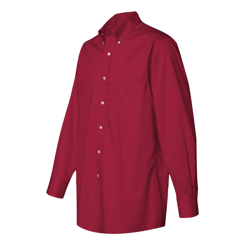 Van Heusen Men's Scarlet Twill Long Sleeve Dress Shirt