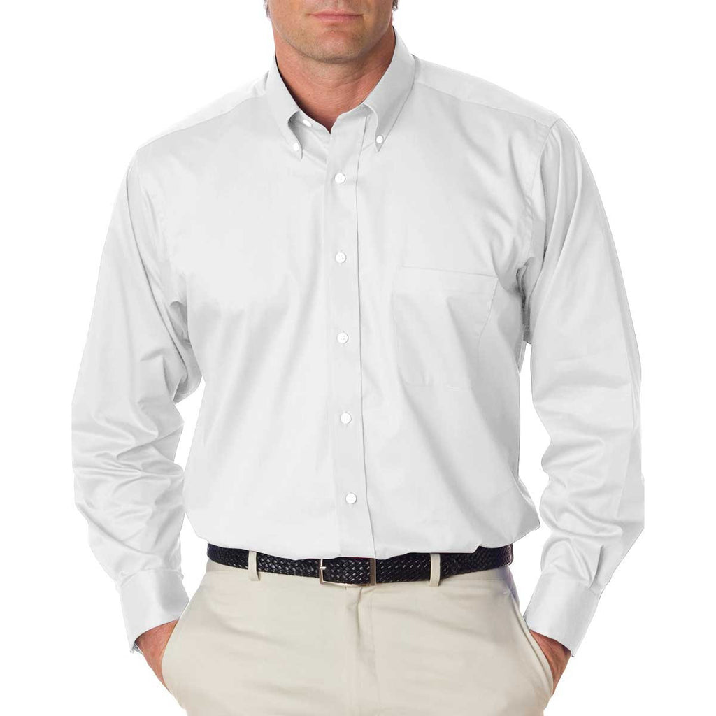 Van Heusen Men's White Twill Long Sleeve Dress Shirt