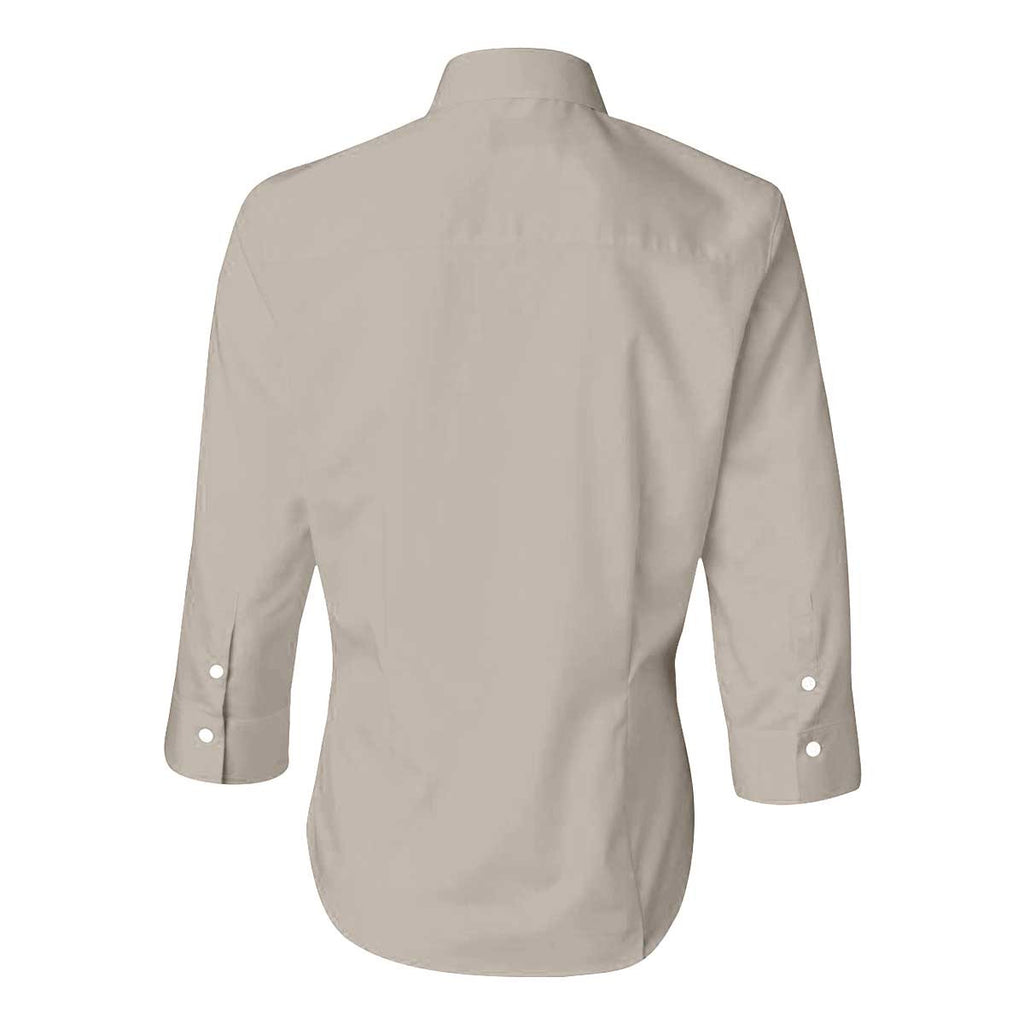 Van Heusen Women's Khaki 3/4 Sleeve Twil Dress Shirt