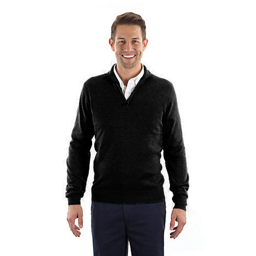 Van Heusen Men's Black Long Sleeve Quarter Zip Knit Sweater