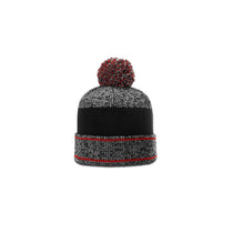 Richardson Grey/Red/Black Heathered Pom Beanie with Cuff