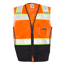 ML Kishigo Men's Orange Premium Black Series Black Bottom Class 2 Vest