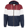 Weatherproof Men's Biking Red/White/Navy Vintage Colorblocked Hooded Rain Jacket