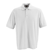 Vantage Men's White Soft-Blend Double-Tuck Pique Polo