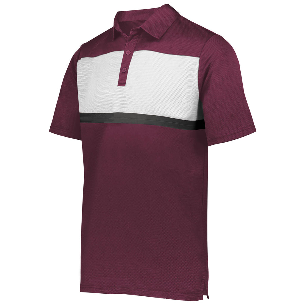 Holloway Men's Maroon/White Prism Bold Polo