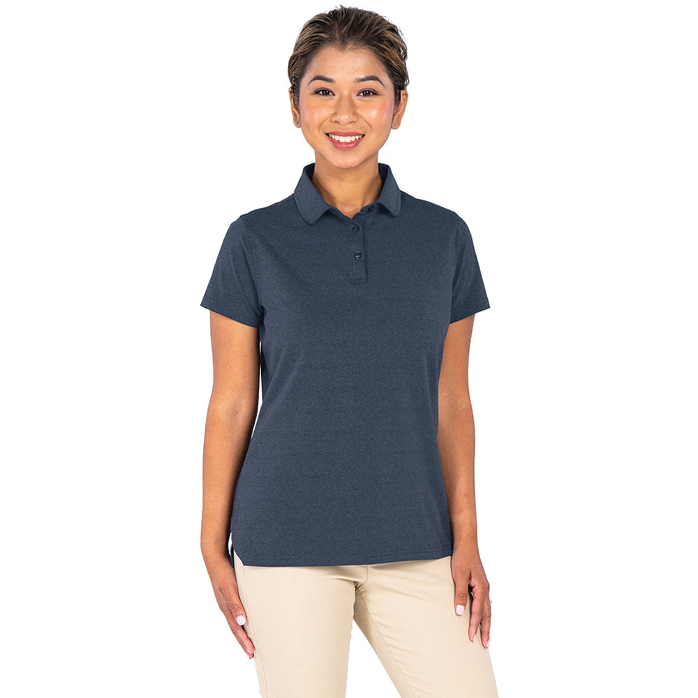 Charles River Women's Heather Navy Heathered Eco-Logic Stretch Polo