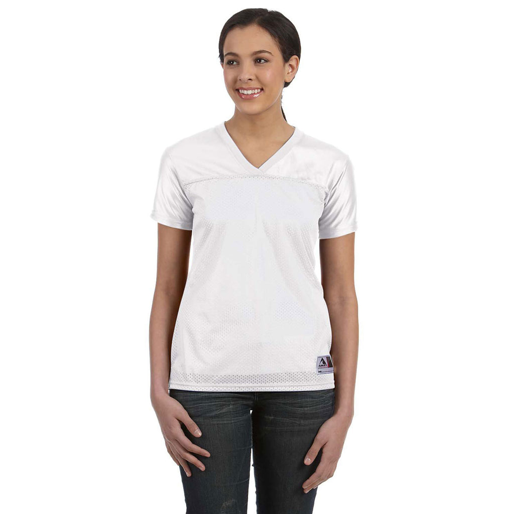 Augusta Sportswear Women's White Junior Fit Replica Football T-Shirt