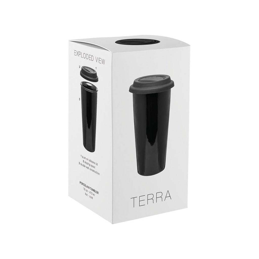 ETS Black Terra Tumbler with White Lid -16 oz