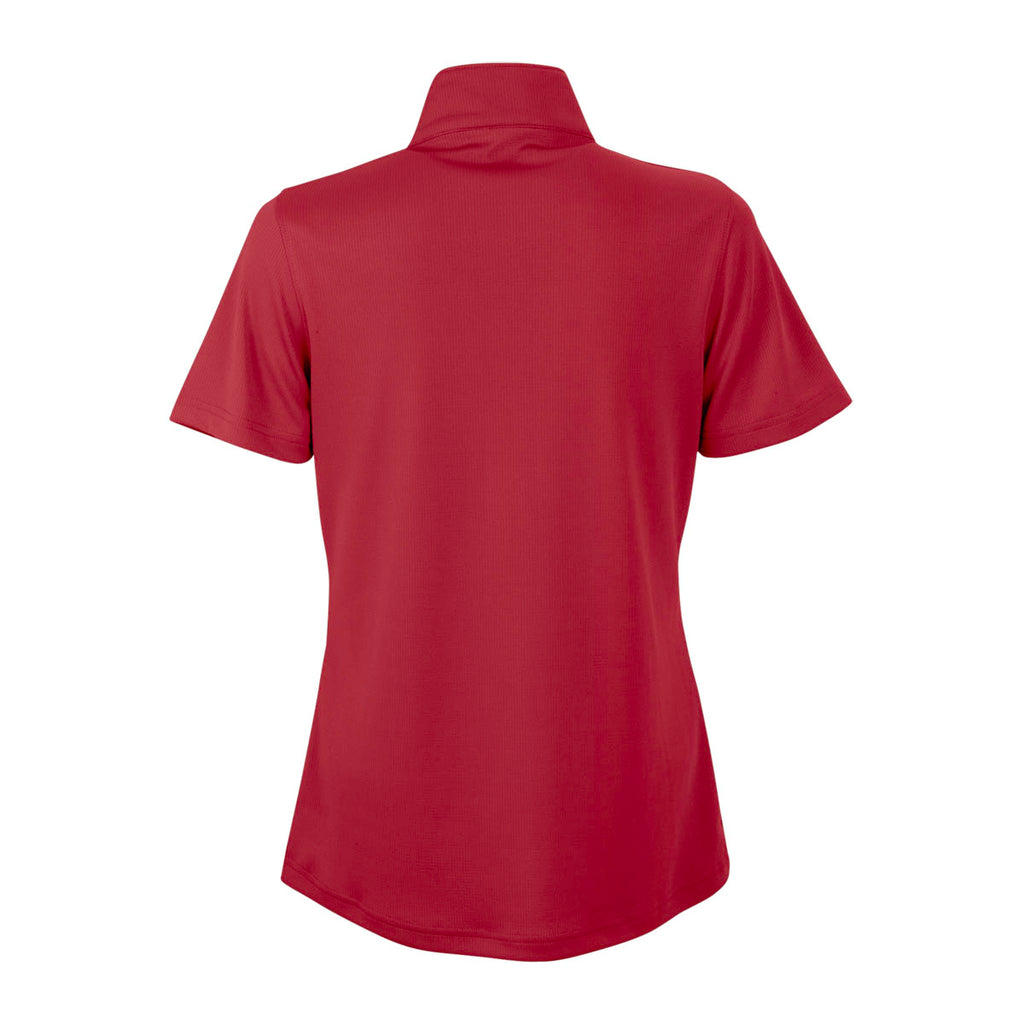 Vantage Women's Sport Red Micro-Waffle Mesh Polo