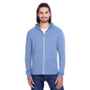 Threadfast Unisex Navy Triblend Full-Zip Light Hoodie