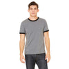 Bella + Canvas Men's Deep Heather/Black Jersey Short-Sleeve Ringer T-Shirt