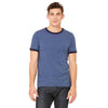 Bella + Canvas Men's Heather Navy/Midnight Jersey Short-Sleeve Ringer T-Shirt