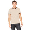 Bella + Canvas Men's Heather Tan/Brown Jersey Short-Sleeve Ringer T-Shirt