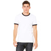 Bella + Canvas Men's White/Black Jersey Short-Sleeve Ringer T-Shirt