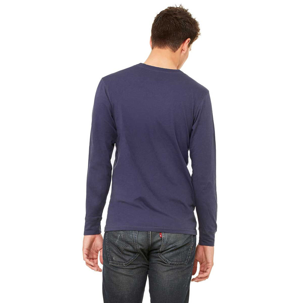 Bella + Canvas Men's Navy Jersey Long-Sleeve Henley