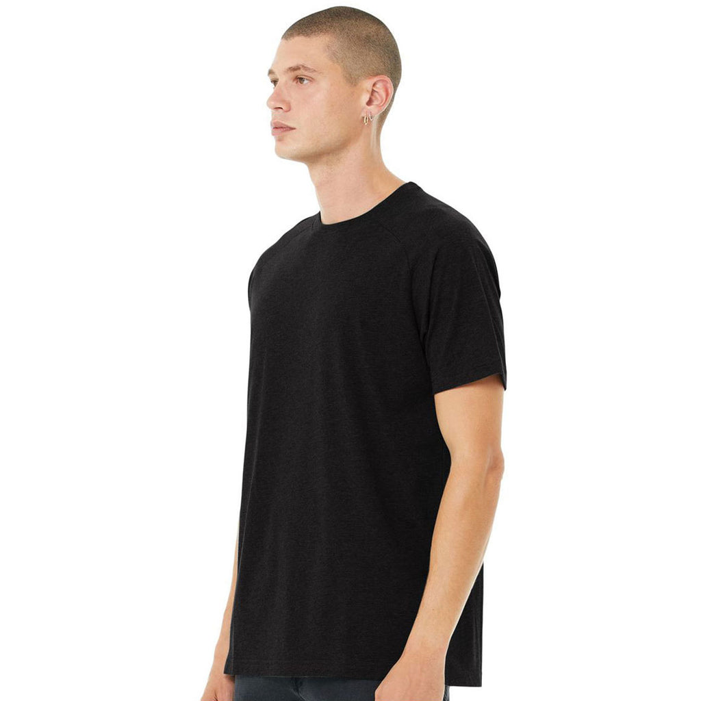 Bella + Canvas Men's Black Heather Heather CVC Raglan Tee