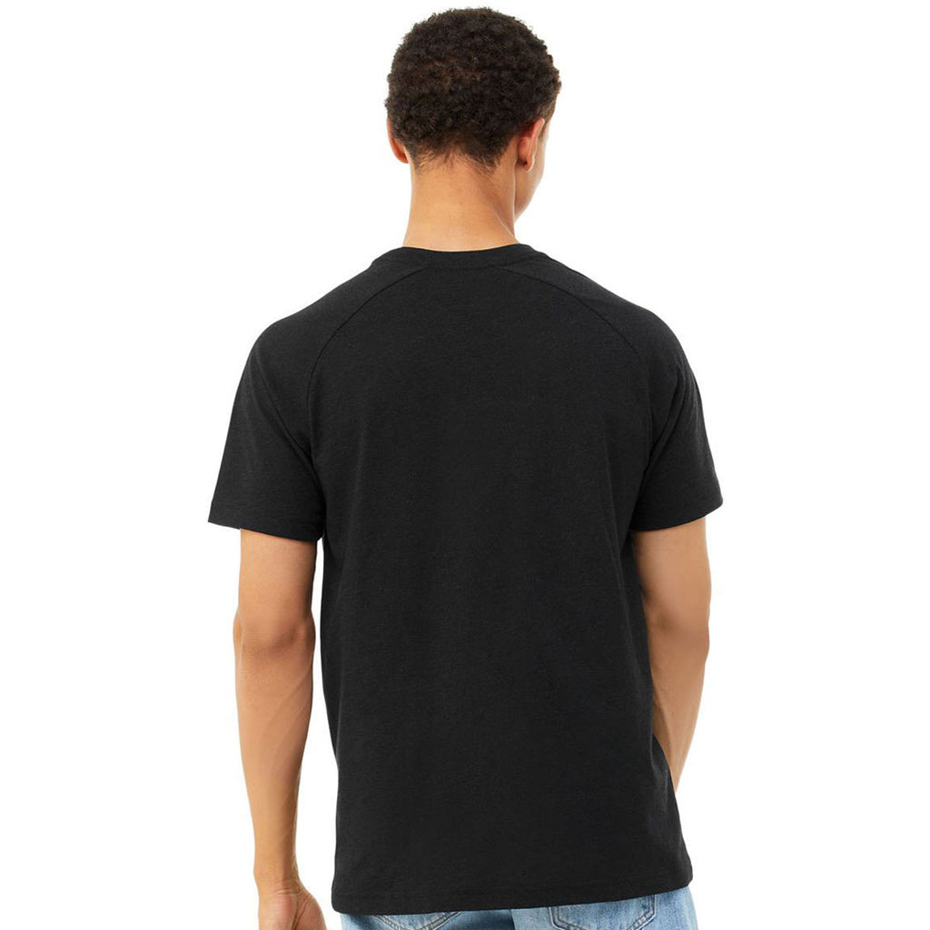 Bella + Canvas Men's Solid Black Blend Heather CVC Raglan Tee