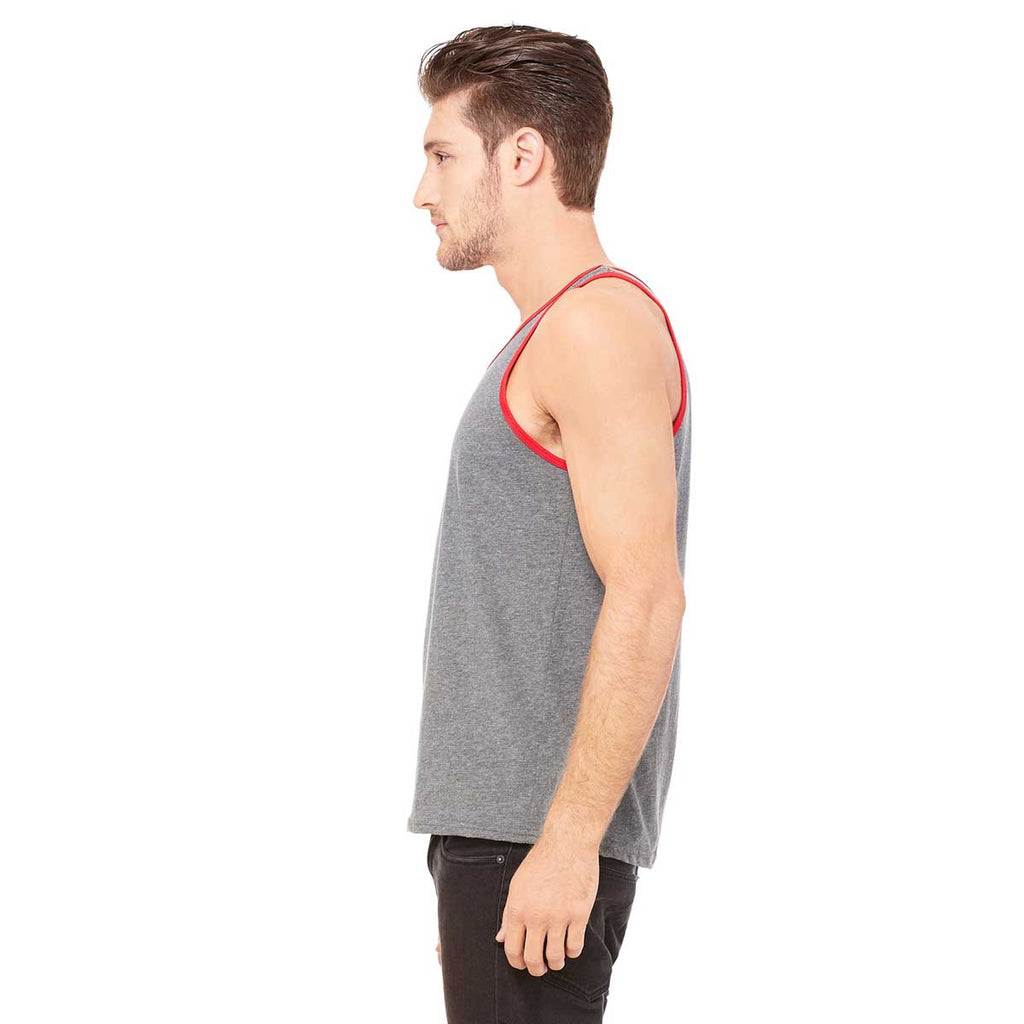 Bella + Canvas Unisex Deep Heather/Red Jersey Tank