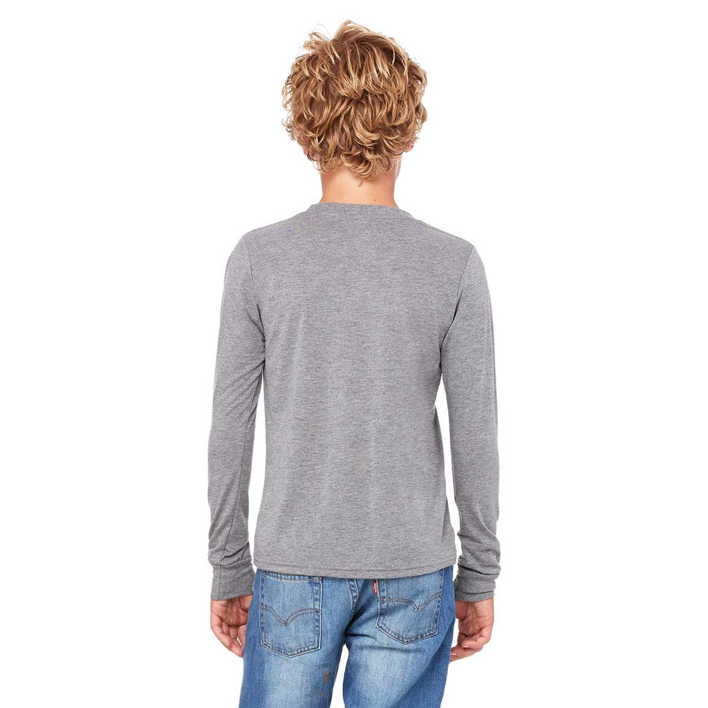 Bella + Canvas Youth Grey Triblend Jersey Long-Sleeve T-Shirt