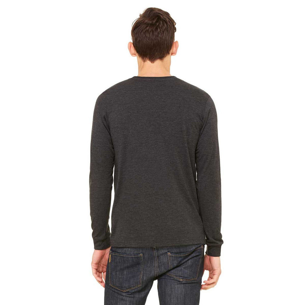 Bella + Canvas Men's Charcoal-Black Triblend Jersey Long-Sleeve T-Shirt