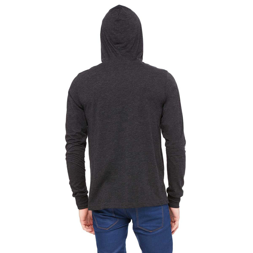 Bella + Canvas Unisex Charcoal-Black Triblend Jersey Long-Sleeve Hoodie