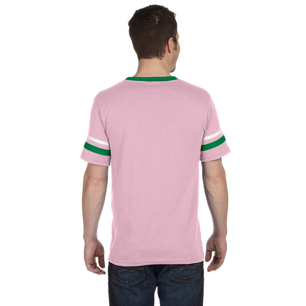 Augusta Sportswear Men's Light Pink/Kelly/White Sleeve Stripe Jersey