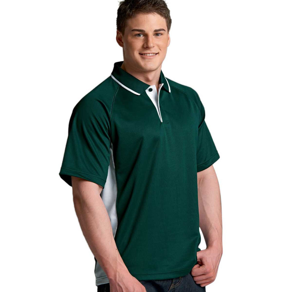 Charles River Men's Forest/White Color Blocked Wicking Polo