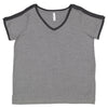 LAT Women's Granite Heather/Vintage Smoke Curvy Soccer Ringer Premium T-Shirt