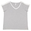 LAT Women's Heather/White Curvy Soccer Ringer Premium T-Shirt