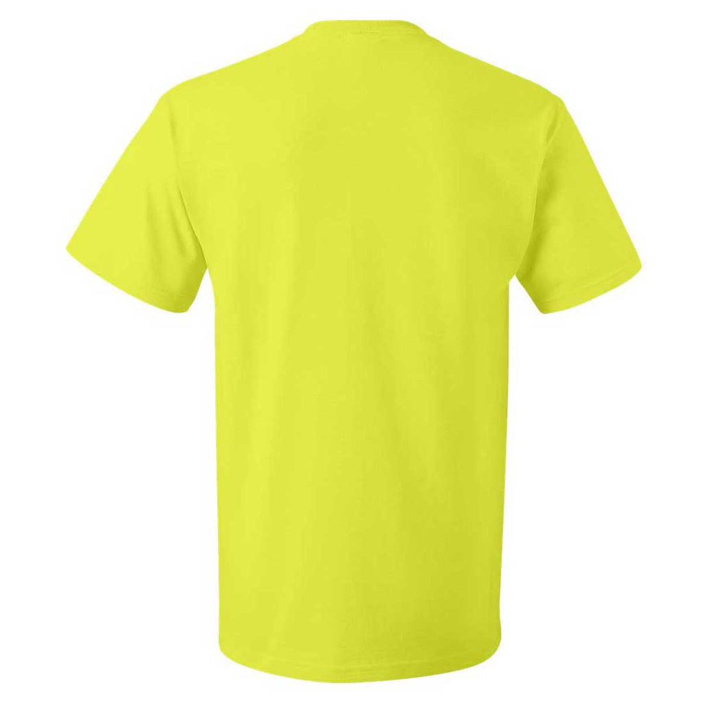 Fruit of the Loom Men's Safety Green HD Cotton Short Sleeve T-Shirt