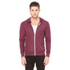 Bella + Canvas Unisex Maroon Triblend Full-Zip Lightweight Hoodie