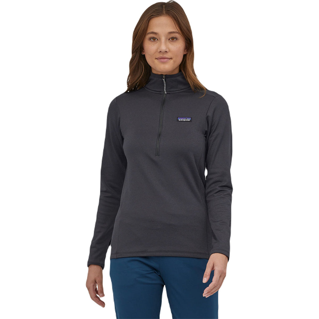 Patagonia Women's Ink Black - Black X-Dye R1 Daily Zip-Neck