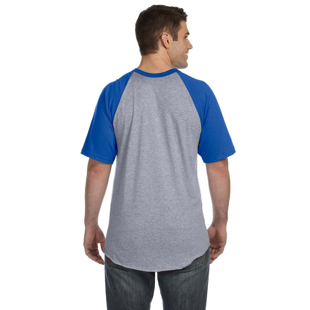 Augusta Sportswear Men's Athletic Heather/Royal Short-Sleeve Baseball Jersey