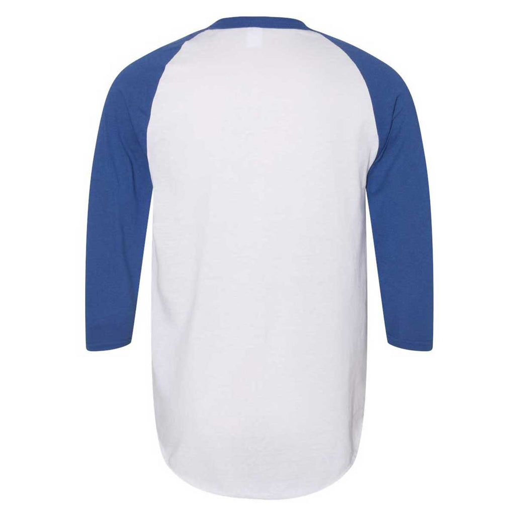 Augusta Sportswear Men's White/Royal Three-Quarter Raglan Sleeve Baseball Jersey