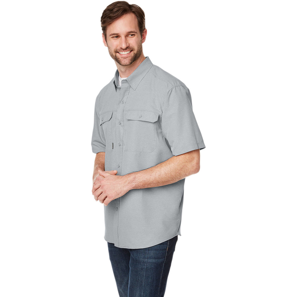 Dri Duck Men's Grey Crossroad Dobby Short-Sleeve Woven Shirt